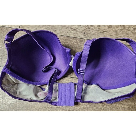 Cacique Purple Crystal and Lace Bra Size 40D - Picture 6 of 7